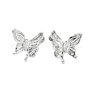 Серьги-каффы из латуни с микропаве и кубическим цирконием EJEW-C086-11P