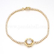 Golden Plated Brass Cubic Zirconia Cup Chain Bracelets BJEW-H0001-01G