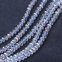 FilI di perline in vetro placcato, ab colore placcato, sfaccettato, rondelle, chiaro ab, 2.3~2.7x2mm, Foro: 0.4 mm, circa 135~140pcs/filo, 26~27cm