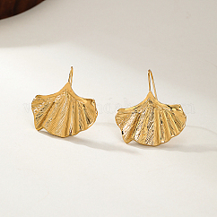 Pendiente colgante de acero inoxidable 201 para mujer, hoja del ginkgo, dorado, 30x28mm