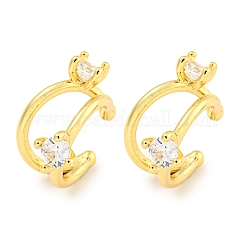 Pendientes de latón con micro pavimento de circonita, anillo redondo, real 18k chapado en oro, 17x12mm