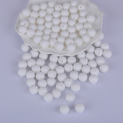 Cuentas focales redondas de silicona, blanco, 15mm, agujero: 2 mm