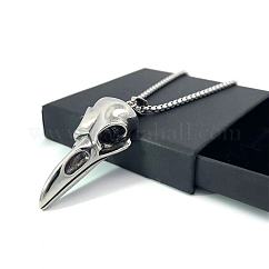 Collier nordique viking en acier inoxydable pour homme, style gothique rétro, motif aigle, bijou tendance
