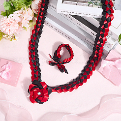 Полиэстеровая лента для почетного выпуска и плетеные браслеты и наборы брошей&nbsp;AJEW-WH20816-001B