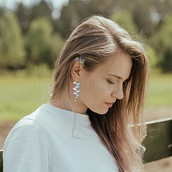 4 色イミテーション オーストリア クリスタル 朝顔の花ダングル スタッド イヤリング  女性用電気メッキガラス 304 ステンレススチールジュエリー  ミックスカラー  74mm  ピン：0.8mm  1ペア/カラー&nbsp;EJEW-TA00197