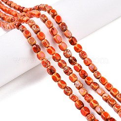 ナチュラルインペリアルジャスパービーズ連売り  染め  直方体の  サンゴ  6.5~7.5x5~6x5~6mm  穴：0.8mm  約53~60個/連  15.55~15.87インチ（39.5~40.3cm）&nbsp;G-N342-62I