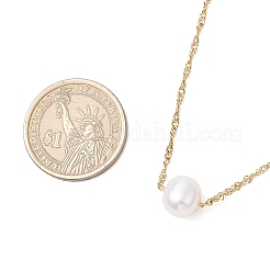 Натуральный культивированный пресноводный жемчуг картофельный кулон 304 нержавеющая сталь сингапурские цепочки ожерелья NJEW-JN05273-01