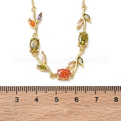 Colliers à maillons en laiton pavé de zirconiums cubiques en forme de rose pour femmes&nbsp;NJEW-C121-05B-05G