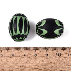 手作りのミルフィオリガラス樽ビーズ  シェブロンビーズ  シングルフラワーデザイン  グリーン  20~25x16~22mm  穴：1.2~6.5mm&nbsp;LS-LA-N002-19D