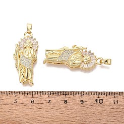 Pendentifs religieux en laiton sertis de micro-pavés de zircone cubique transparente&nbsp;KK-N287-46G-G-01