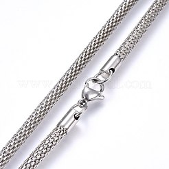 Anlaufgeschützte 304 Edelstahl-Mesh-Kettenhalsketten&nbsp;NJEW-F227-10P-04