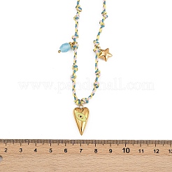 Кулон в форме сердца с желтым глазом из нержавеющей стали 304 NJEW-C093-03G