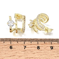 真鍮製マイクロパヴェキュービックジルコニアスタッドピアス  ハーフフープピアス  長持ちメッキ  ラックめっき  鉛フリー＆カドミウムフリー  18KGP本金メッキ  18KGP本金メッキ  13.5x12mm&nbsp;LS-KK-CBA6305-16G