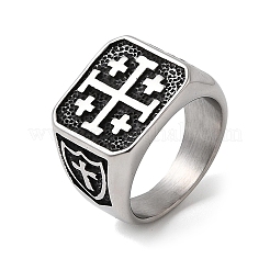 Fingerringe mit Jerusalem-Kreuz aus Edelstahl 304 für Herren&nbsp;RJEW-D339-01A-AS
