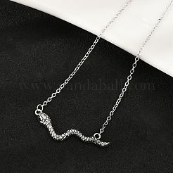 Colliers avec pendentif serpent en laiton pavé de zircones cubiques noires&nbsp;NJEW-D320-02ASP