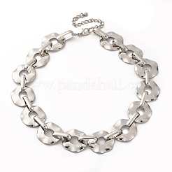 Ожерелья из плоских круглых звеньев из железа и сплава для женщин&nbsp;LS-NJEW-U046-04P