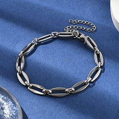 Браслеты из овальных звеньев из нержавеющей стали 304 для мужчин и женщин BJEW-D042-34P