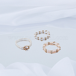 3 Stück Fingerringe-Set aus Acryl und Kunststoffperlen&nbsp;RJEW-LP0003-59B