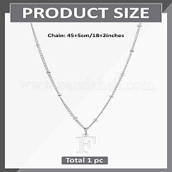 1 pezzo di catena in ottone e collane con ciondolo a forma di lettera in acciaio inossidabile 304&nbsp;NJEW-LP0001-35F-P
