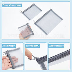 ナイロン製化粧品収納バッグ10セット  長方形  グレー  100~178x127~240x4mm  3個/セット&nbsp;MRMJ-WA0001-03A