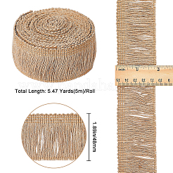 5mのフラットジュートタッセルリボン  服飾材料  バリーウッド  1-7/8インチ（48mm）  約5.47ヤード（5m）/ロール&nbsp;DIY-WH0530-37A