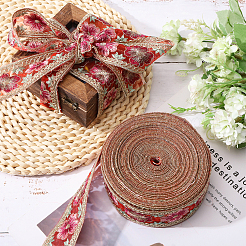 5 ярд вышитых лент из органзы с цветами SRIB-GL0001-02