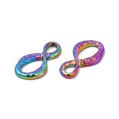 イオンプレーティング（IP）304ステンレススチールコネクタチャーム  無限のリンク  虹色  17x9x1.5mm  穴：3x4mmと8x4mm&nbsp;STAS-I671-28MC