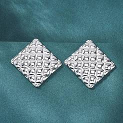 女性用304ステンレススチールスタッドピアス  菱形  ステンレス鋼色  44x44mm&nbsp;LS-EJEW-K306-08P