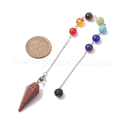 Chakra synthetische & natürliche gemischte Edelstein spitze Wünschelrutenpendel&nbsp;PALLOY-JF02608-02
