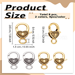 Застежки когтей омара в виде сердца в тибетском стиле FIND-LP0007-55B-02