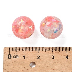 透明樹脂とスパンコールビーズ  ラウンド  ライトコーラル  16mm  穴：2mm&nbsp;RESI-G110-01G