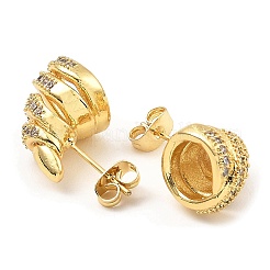 Серьги-гвоздики из латуни с микропаве из прозрачного кубического циркония EJEW-M223-01G