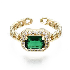 Micro ottone spianare anelli gemelli zirconi&nbsp;RJEW-Q161-003B-NF