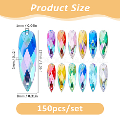 アクリルファセットティアドロップリンクコネクタチャーム150個  ミックスカラー  27x8x3mm  穴：1mm&nbsp;MACR-HS0001-06