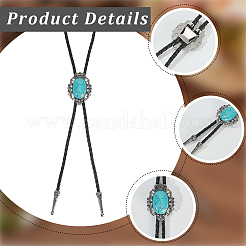 Натуральная бирюза с лариатом из искусственной кожи ожерелье&nbsp;NJEW-WH20010-02A