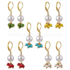 5 пара круглых серег с застежкой-русалкой из латуни EJEW-JE06367