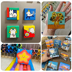 Квадратная роспись по дереву льняные панели&nbsp;DIY-WH0622-483A