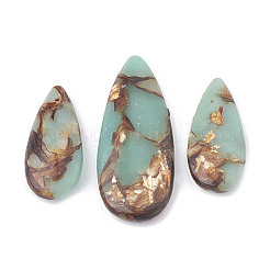 Pendentifs assemblés en bronzite synthétique et jasper aqua terra&nbsp;G-S328-003I