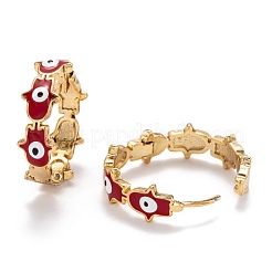 Серьги-кольца Huggie из латуни с эмалью EJEW-F264-20-G