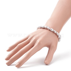 Braccialetto elastico con perline di perle naturali da donna&nbsp;BJEW-JB08868-02