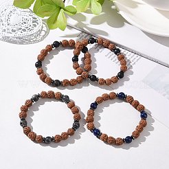4 pezzo di braccialetti elasticizzati in rudraksha naturale e perline di pietre preziose per donna uomo&nbsp;BJEW-JB08939
