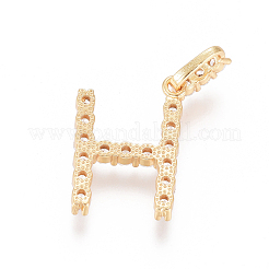 金メッキ真鍮マイクロパヴェクリアキュービックジルコニアチャーム  長持ちメッキ  文字L  文字.h  23.5x16x3.5mm  穴：7.5x3.5mm&nbsp;ZIRC-L093-01H