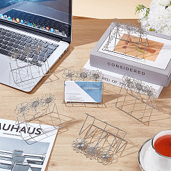 4 Stück Visitenkartenhalter aus Edelstahl in Blumenform für den Schreibtisch&nbsp;AJEW-GO0004-80
