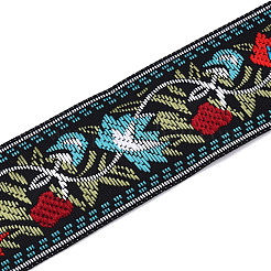 エスニック風ポリコットン刺繍リボン 5m  服飾材料  フラット  花  1-1/4インチ（33mm）  約5.47ヤード（5m）/ロール&nbsp;PW-WG33130-15