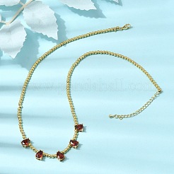 Collares redondos con colgantes de cuentas y circonitas cúbicas engastadas en latón.&nbsp;NJEW-C121-01G-10