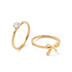 2 шт. 2 стильных прозрачных кубических циркония пара колец набор&nbsp;RJEW-D120-23G