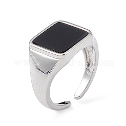 Кольцо-манжета квадратной формы из натурального генстоуна RJEW-C015-01P