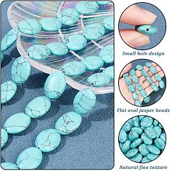 2 нити плоских овальных синтетических бирюзовых бусин TURQ-NB0001-10