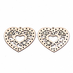 Grands pendentifs en bois creux naturels non teints&nbsp;WOOD-N007-089