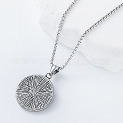 Rock-Style-Halsketten mit rundem Krieger-Medaillenanhänger aus Edelstahl 304 für Herren&nbsp;IB5984